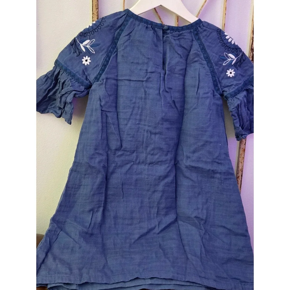 Artisan NY Girls Blue Embroidered Floral Sleeve Dress Size 5‎ Boho Casual